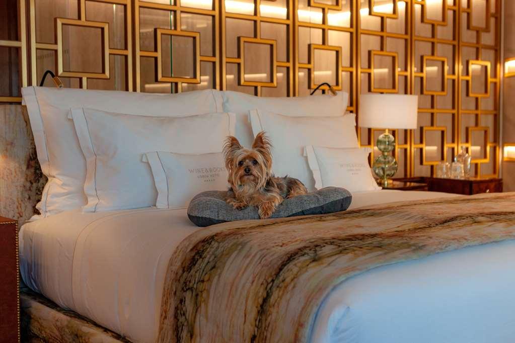 Wine & Books Lisboa Hotel 시설 사진 A dog on a bed